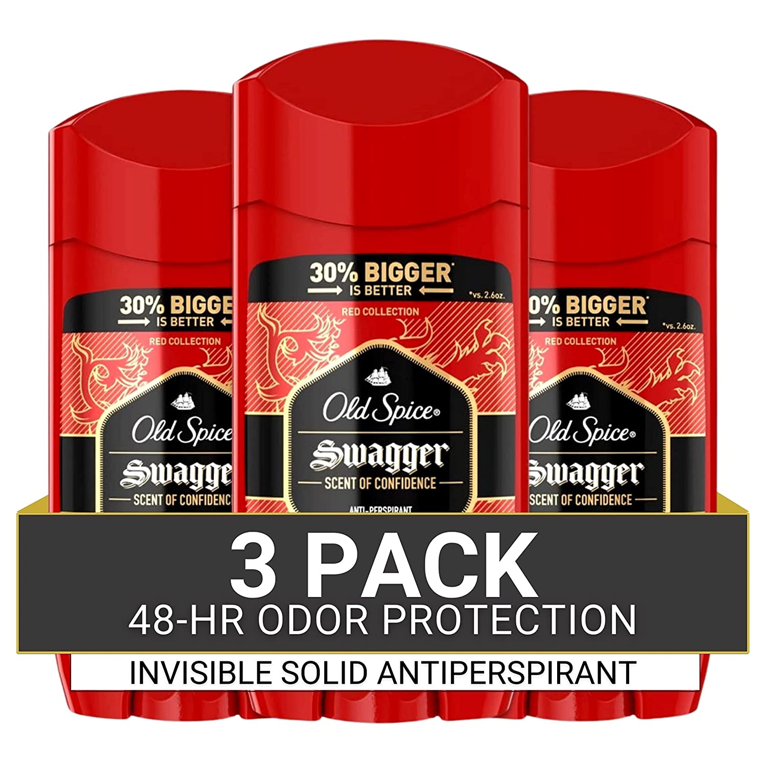 230816075653298_1 Old Spice Antiperspirant and Deodorant for Men, Invisible Solid, Swagger Scent, 3.4 oz (Pack of 3) - Image 1